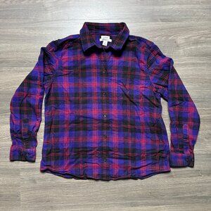 L.L. Bean Women's Scotch Plaid Flannel Shirt - Purple/Red